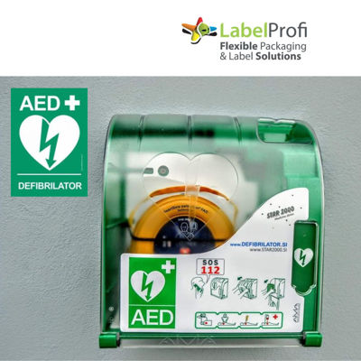 Defibrillator at the entrance to the LabelProfi building